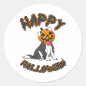 Sticker Rond Chien Halloween T Chemise Halloween Joyeux Chien H (Devant)