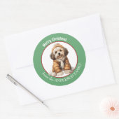 Sticker Rond Chien Havanais Chien Chien Chien Chat d'hiver et N (Enveloppe)
