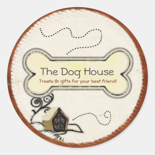 Sticker Rond Chien House PET TRAITES DONS ENTREPRISE (Devant)