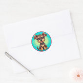 Sticker Rond Chien joyeux en caricature (Enveloppe)
