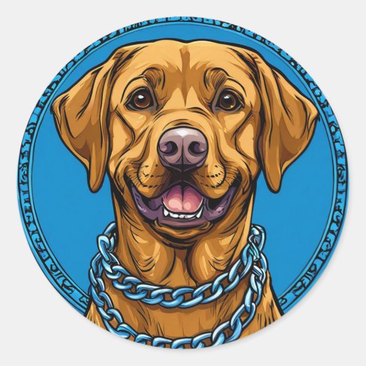 Sticker Rond Chien labrador cool (Devant)