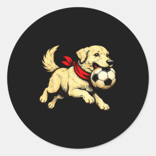 Sticker Rond Chien Labrador Retriever drôle jouant au jeu de fo