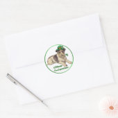 Sticker Rond Chien Leprechaun (Enveloppe)
