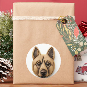 Sticker Rond Chien Malinoi Belge Inspiré 3D