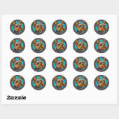 Sticker Rond Chien Mignon (Feuille)