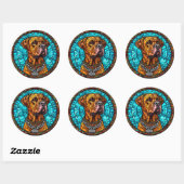 Sticker Rond Chien Mignon (Feuille)
