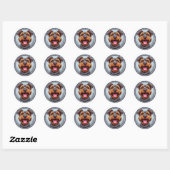 Sticker Rond Chien Mignon (Feuille)