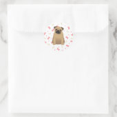 Sticker Rond chien mignon avec des os jeter l'oreiller (Sac)