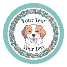 Sticker rond chien mignon avec texte personnalisé
