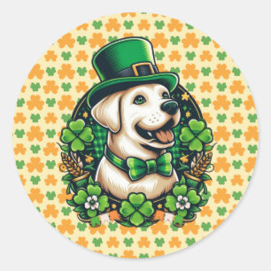 Sticker Rond Chien mignon de la Saint Patrick
