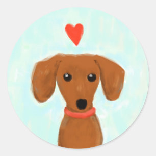 Sticker Rond Chien mignon de saucisse de l'amour   de teckel