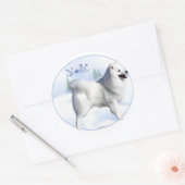 Sticker Rond Chien Noel Eskimo Américain (Enveloppe)