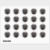 Sticker Rond Chien noir Affenpinscher (Feuille)