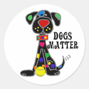 Sticker Rond Chien noir mignon Chien matière de dessin