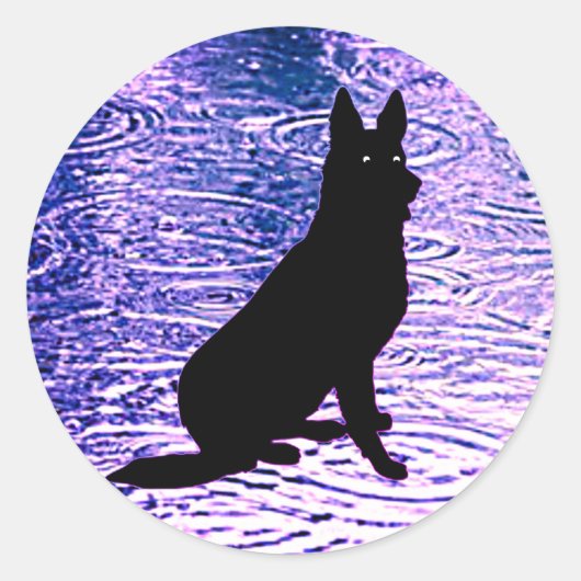 Sticker Rond Chien noir - Toujours sous surveillance - Autocoll (Devant)