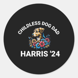 Sticker Rond Chien Papa Pour Kamala Harris 2024 1