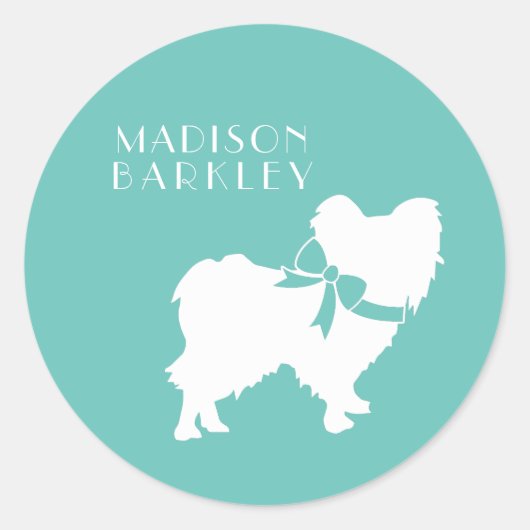 Sticker Rond Chien papillon (Devant)
