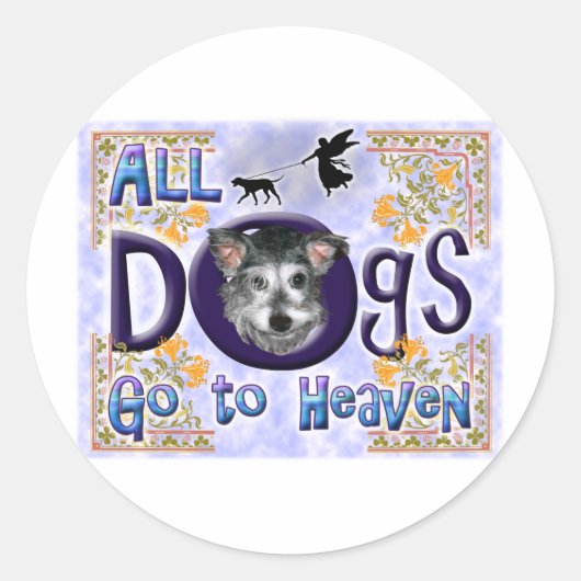 Sticker Rond Chien paradis (Devant)