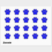Sticker Rond Chien Paw En Bleu Avec Contours (Feuille)