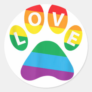 Sticker Rond Chien Paw LGBT Supporter Cadeau Arc-en-ciel Emprei
