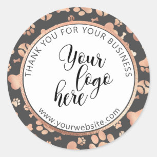 Sticker Rond Chien Paw Rose Gold Custom Logo Pet