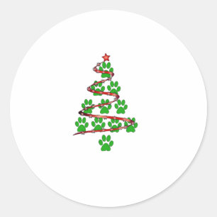 Sticker Rond Chien Paws Imprimer l'arbre de Noël pour les Amour