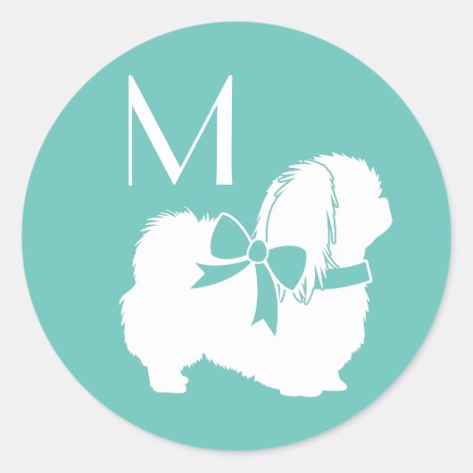 Sticker Rond Chien Pekingese Chien Chien Puppy (Devant)