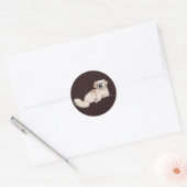 Sticker Rond Chien Pékinois Blanc (Enveloppe)