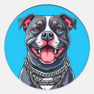 Sticker Rond Chien Pitbull