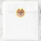Sticker Rond Chien Poméranien En Verres Nerd | Cadeau Hipster m (Sac)