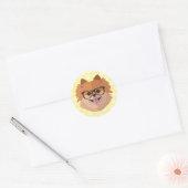 Sticker Rond Chien Poméranien En Verres Nerd | Cadeau Hipster m (Enveloppe)