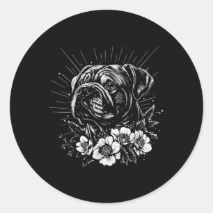 Sticker Rond Chien rétro retro de style tatouage Lover _1