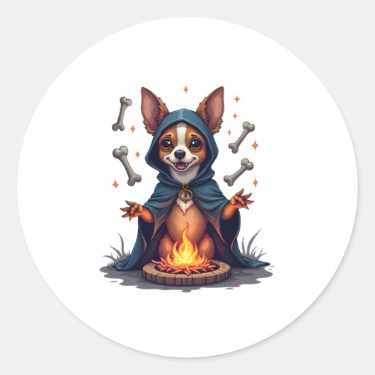Sticker Rond Chien rituel du Chihuahua maudit (Devant)