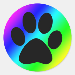 Sticker Rond Chien rond arc-en-ciel Paw.png