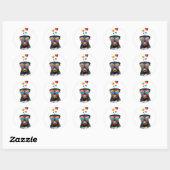 Sticker Rond Chien Rottweiler avec coeurs Saint-Valentin (Feuille)