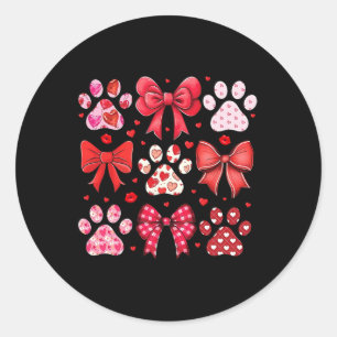 Sticker Rond Chien Saint-Valentin Coquette Empreinte de Patte C