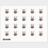 Sticker Rond Chien Samoyède de la Saint-Valentin (Feuille)