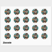 Sticker Rond Chien sibérien Husky (Feuille)