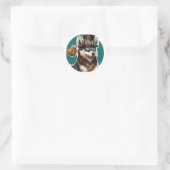 Sticker Rond Chien sibérien Husky (Sac)