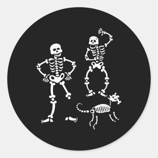 Sticker Rond Chien Skull Skeleton Courir Halloween Costume Part (Devant)