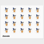 Sticker Rond Chien Sorcière Citrouille (Feuille)