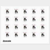 Sticker Rond Chien souriant mignon | Smile Be Happy (Feuille)