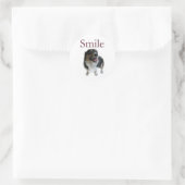 Sticker Rond Chien souriant mignon | Smile Be Happy (Sac)