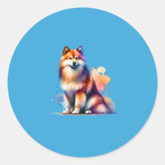 Sticker Rond Chien spitz finlandais