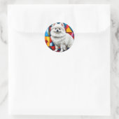 Sticker Rond chien Spitz japonais (Sac)