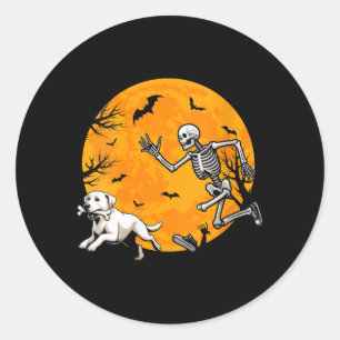 Sticker Rond Chien squelette de Halloween pour femmes poursuiva