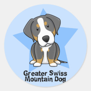 Sticker Rond Chien suisse de montagne d'étoile de Kawaii un