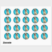 Sticker Rond Chien sur un fond bleu (Feuille)