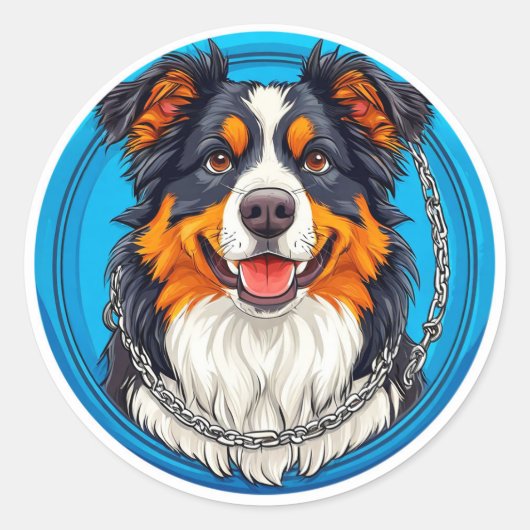 Sticker Rond Chien sur un fond vert (Devant)