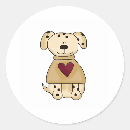 Sticker Rond Chien tacheté avec coeur (Devant)